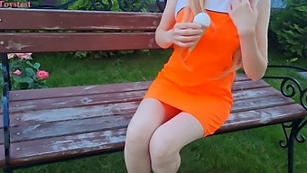 Public Play With Vibrator For Hot Teen Babe With Fake Ice Cream Toy