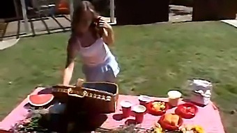 Teen Girl Little April Indulges In Self-Pleasure Outdoors In Solo Video