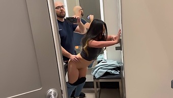 Beautiful Asian Babe Gives Blow Job In A Shopping Mall Dressing Room